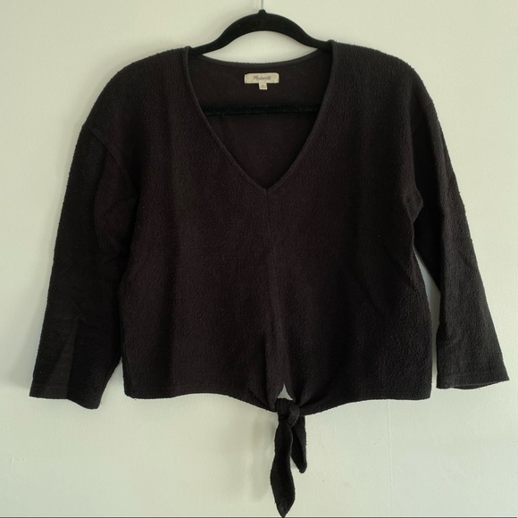 Madewell black tie-front shirt, size small - Picture 2 of 4